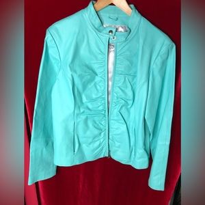 Sky blue leather jacket